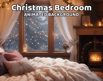 ANIMATED Christmas Vtuber BACKGROUND | Xmas, Snow, Winter, Ambience, Lofi, Cozy, Aesthetic, Looped, Twitch | Instant Digital Download