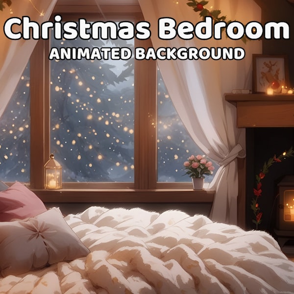 ANIMATED Christmas Vtuber BACKGROUND | Xmas, Snow, Winter, Ambience, Lofi, Cozy, Aesthetic, Looped, Twitch | Instant Digital Download