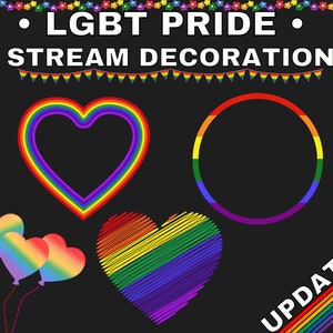 12x PRIDE STREAM DECORATION | lgbt, Rainbow, Pride Month, Love, Assets, Props, Frame, String , Twitch | Instant Digital Download