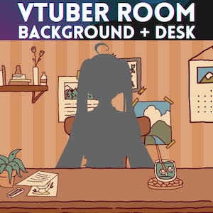 BACKGROUND + DESK for VTUBER | Table, Room, Cute, Orange, Vintage, Minimalist, Simple, Accessory, Assets, Just Chatting |  Digital Download