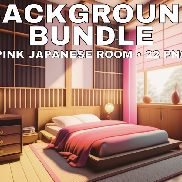 Japanese Bedroom 22 Backgrounds |  VTuber Streaming Room - Wallpaper - Backdrop - Visual Novel - Anime - Sakura - Twitch | Digital Download