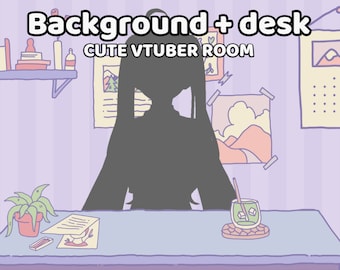 BACKGROUND + DESK for VTUBER | Table, Cute, Violet, Purple, Pastel, Minimalist, Simple, Accessory, Assets, Just Chatting | Digital Download