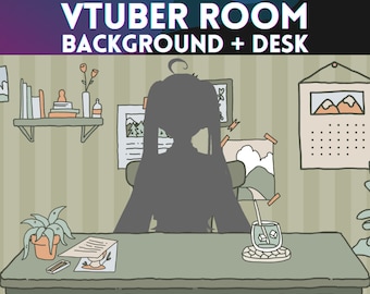 BACKGROUND + DESK for VTUBER | Table, Room, Cute,Green, Cozy, Minimalist, Simple, Accessory, Assets, Just Chatting |  Digital Download