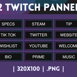 42x Twitch Panels Simple Clean Elegant Dark Gradient Pink Blue INSTANT DOWNLOAD image 3