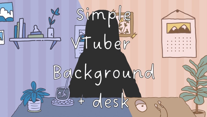 Simple VTuber Background desk Day Night Pastel Twitch Youtube INSTANT DOWNLOAD image 1