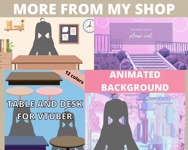 Simple VTuber Background desk Day Night Pastel Twitch Youtube INSTANT DOWNLOAD image 4