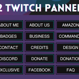 42x Twitch Panels Simple Clean Elegant Dark Gradient Pink Blue INSTANT DOWNLOAD image 1