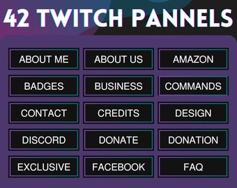 42x Twitch Panels | Simple - Clean - Elegant - Dark - Gradient - Pink - Blue | INSTANT DOWNLOAD