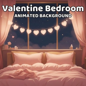 ANIMERAD VALENTIN-BAKGRUND | Mysigt romantiskt rum för Vtuber, Alla hjärtans dag, Lofi, Rosa, Söt, Loopad, Twitch | Omedelbar digital nedladdning