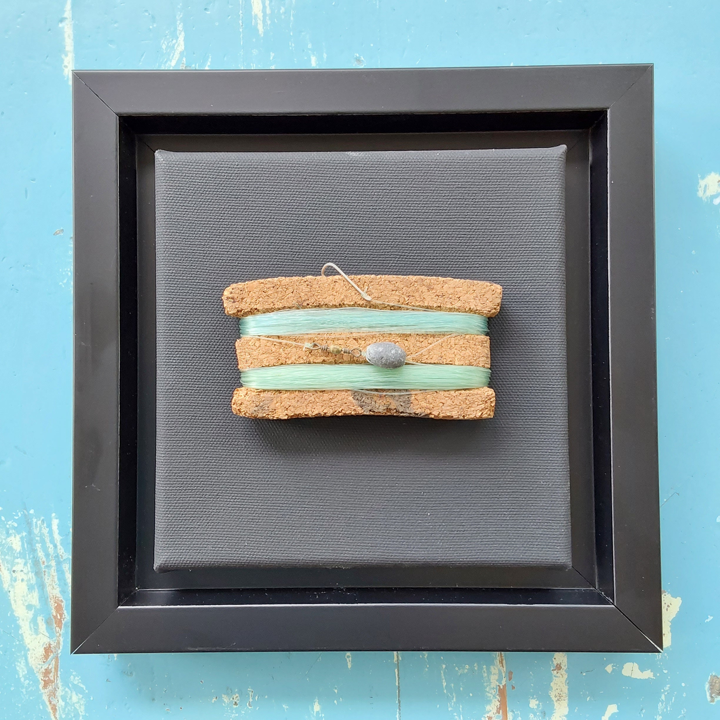 Angler Gift Cork Fishing Line With Lead and Hook in Wooden Etsy