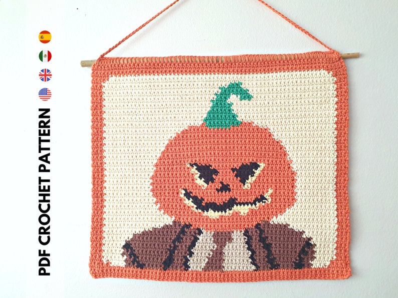 Pumpkin Dwight Wall Hanging Crochet Tapestry PDF CROCHET PATTERN image 8