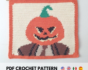 Pumpkin Dwight Wall Hanging - Crochet Tapestry - PDF CROCHET PATTERN