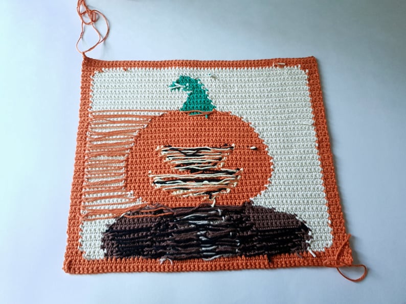 Pumpkin Dwight Wall Hanging Crochet Tapestry PDF CROCHET PATTERN image 3