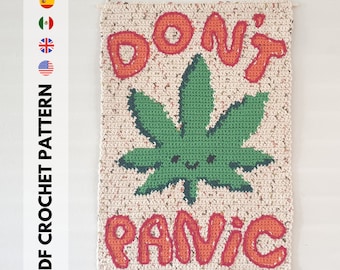 Don't Panic Wall Hanging - Crochet Tapestry - PDF CROCHET PATTERN