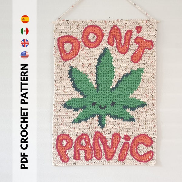 Don't Panic Wall Hanging - Crochet Tapestry - PDF CROCHET PATTERN