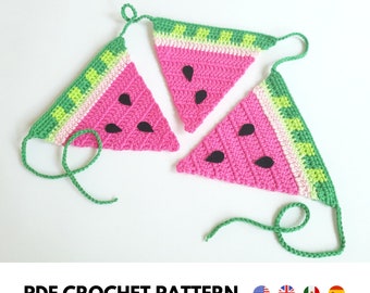 Watermelon Slice Garland - Crochet Tapestry Tutorial - PDF CROCHET PATTERN