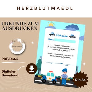 Certificado policial personalizado para niños para cacerías criminales y búsquedas del tesoro en cumpleaños infantiles como archivo PDF de descarga digital AA