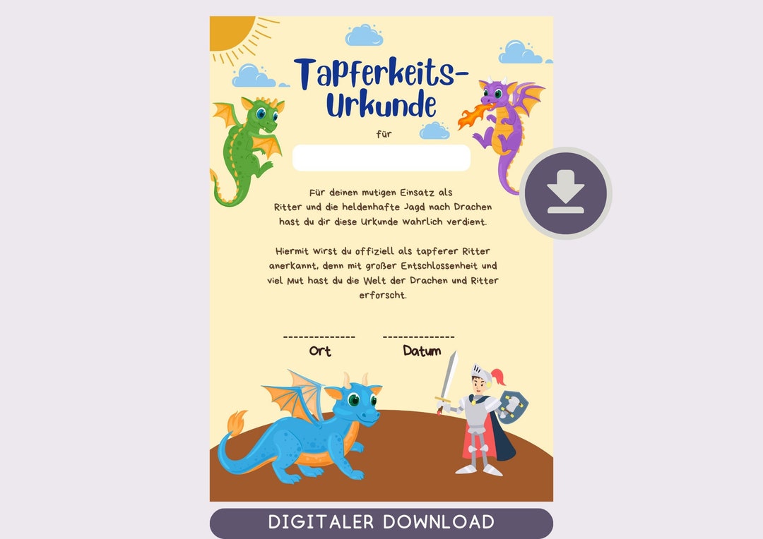 Certificate Knights and Dragons Dragon Party Knight Certificates A4 Print Out Certificates ...
