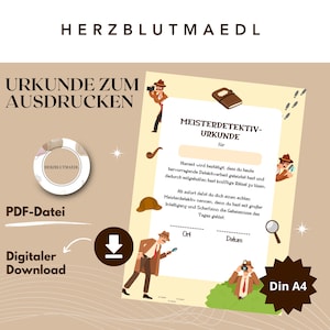 Regalos para fiestas de cumpleaños infantiles: certificados de detective personalizados para divertirse y emocionarse durante los juegos de detectives o una búsqueda del tesoro de detectives.