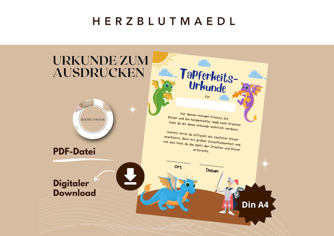 Certificate Knights and Dragons Dragon Party Knight Certificates A4 Print Certificates Children ...
