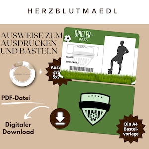 Maak een sjabloon voor een voetbalspelerspas voor kinderverjaardagen, voetbalfeesten, voetbaltoernooien - geweldige feesttas voor grote voetbalsterren om te downloaden