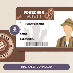 Bolsas de fiesta personalizadas: tarjetas de identificación para pequeños investigadores de dinosaurios | Bolsa de fiesta de cumpleaños infantil | Investigador de tarjetas de identificación de dinosaurios | bricolaje