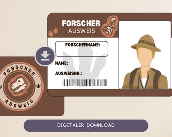 Personalized party favors: ID cards for little dinosaur explorers | Party favors for children&#39;s birthdays | Dinosaur ID card explorers | DIY