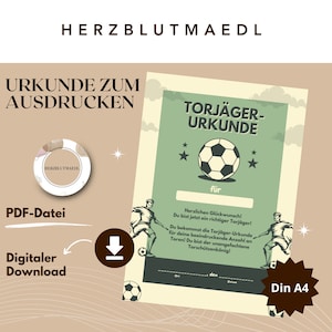 Fußball Urkunde als Mitgebsel für den Kindergeburtstag | Geschenktüte für Kinder | Fußballturnier