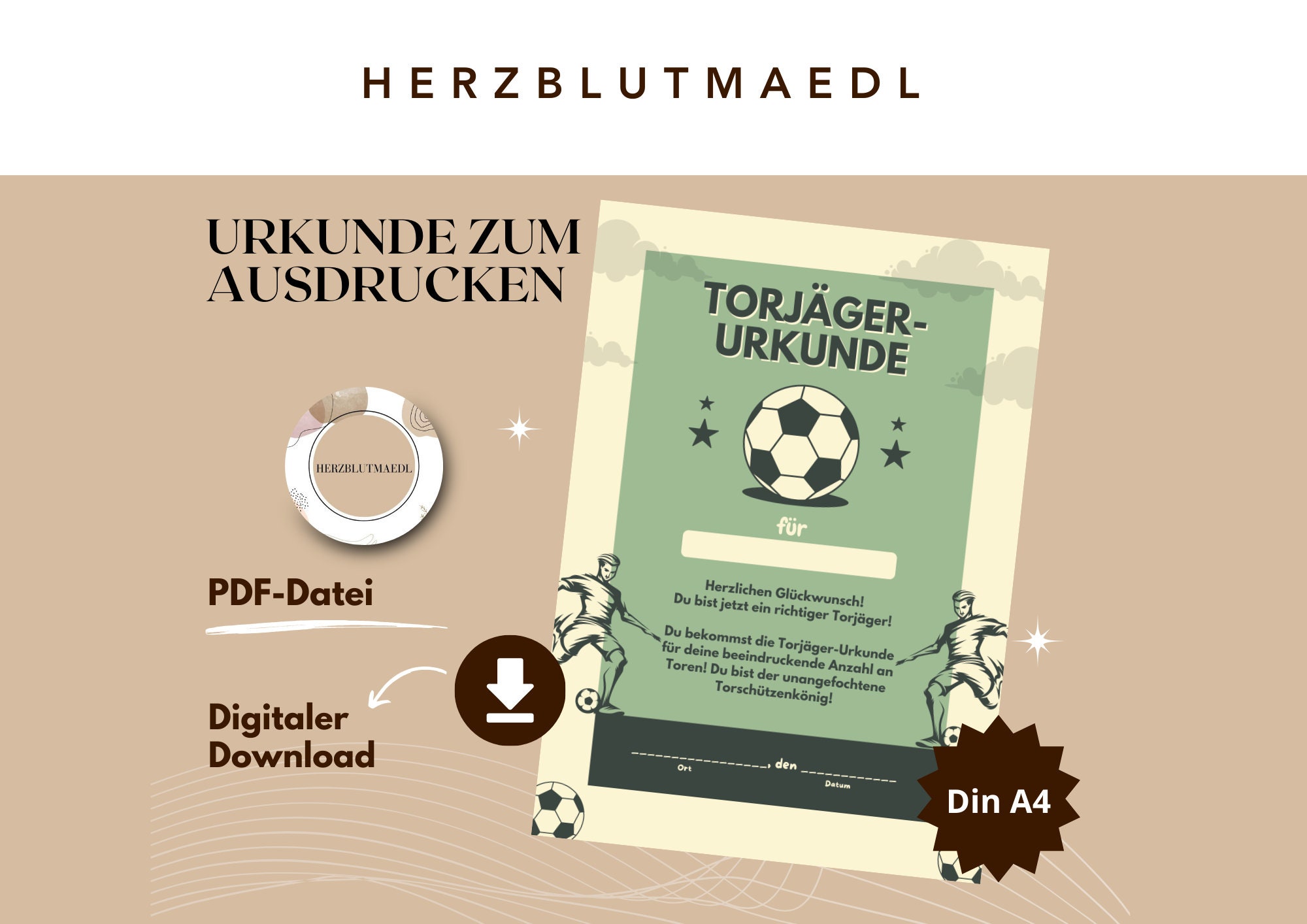 Football certificate as a party favor for a child's birthday | Gift bag for children | Football tournament