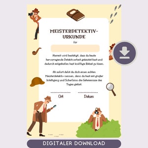 Certificado de detetive como sacolinha para festa de aniversário da criança | Saco de presente para crianças | Caça ao tesouro | agente secreto | Bolsa de festa