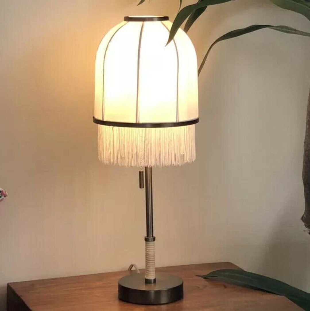 Euclid Fabric Table Lamp With USB includes LED Light Bulb Etsy