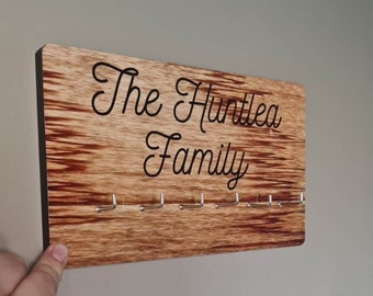 6 Key Holder with Hooks, Keys Fully Personalisable, New Home, Couples Gift, Family Name. personalised