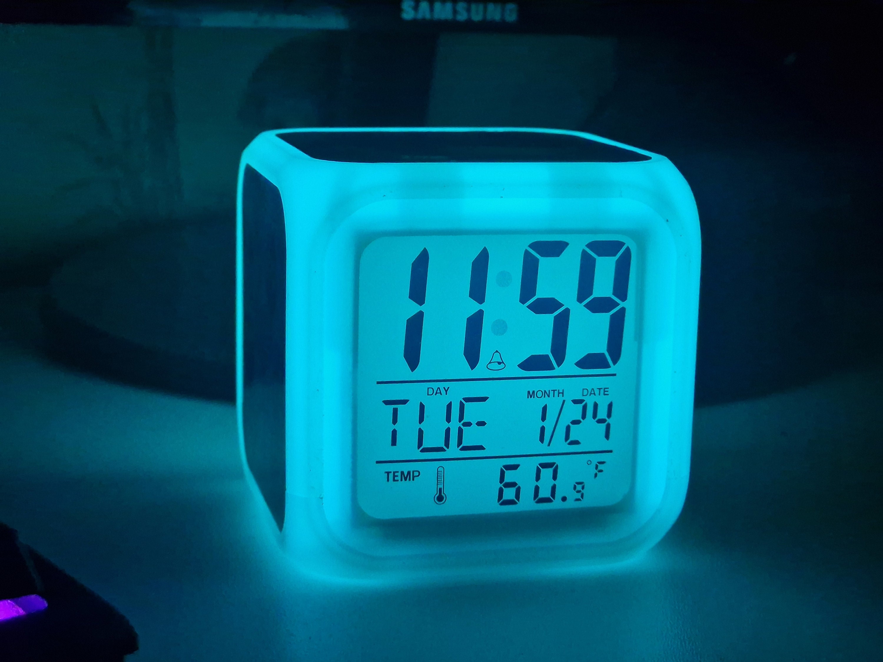 Stitch Design Personalised LED Cube Digital Alarm Clock Colour  Changing/great Gift Idea 