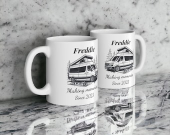Personalised Campervan Ceramic Camper Mug | Personalise Your/Names/Dates