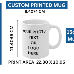 Personalised 15oz Mug, Custom Text Mug, Personalised Photo mug, Quote mug, Logo Mug,Funny gift,Birthday Anniversary Merchindise company mugs