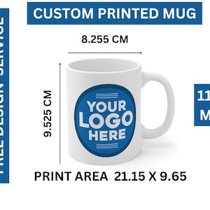 Taza premium impresa personalizada - 11 oz - Tazas promocionales de marca de regalo de cumpleaños con logotipo de foto de imagen personalizada