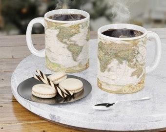 Beautiful World Map Ceramic Mug | Coffee Mug | Travel Gift | Geography Teacher Gift | Cartography | Coffee Lovers Gift | Hot Chocolate Mug