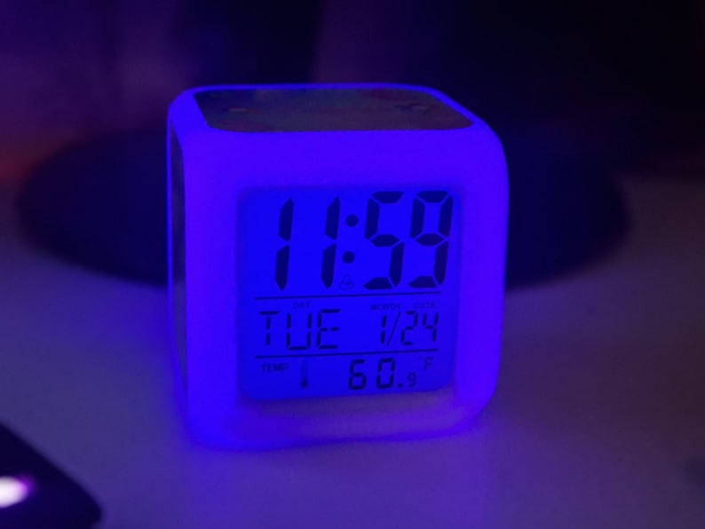Digital Alarm Clock Colour Change With Personalised Photos Kids Adults