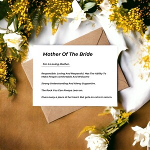 Wedding day card mum , To my Mother on my wedding day card, personalised wedding day card to my dad, wedding day card for mum , wedding dad,