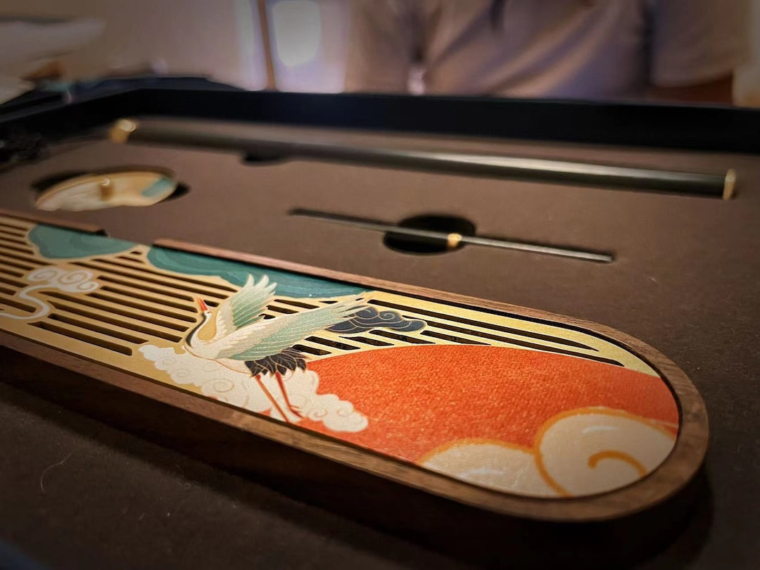 Purple Sandalwood Incense Burner Box Set Handmade Home Decor the Crane