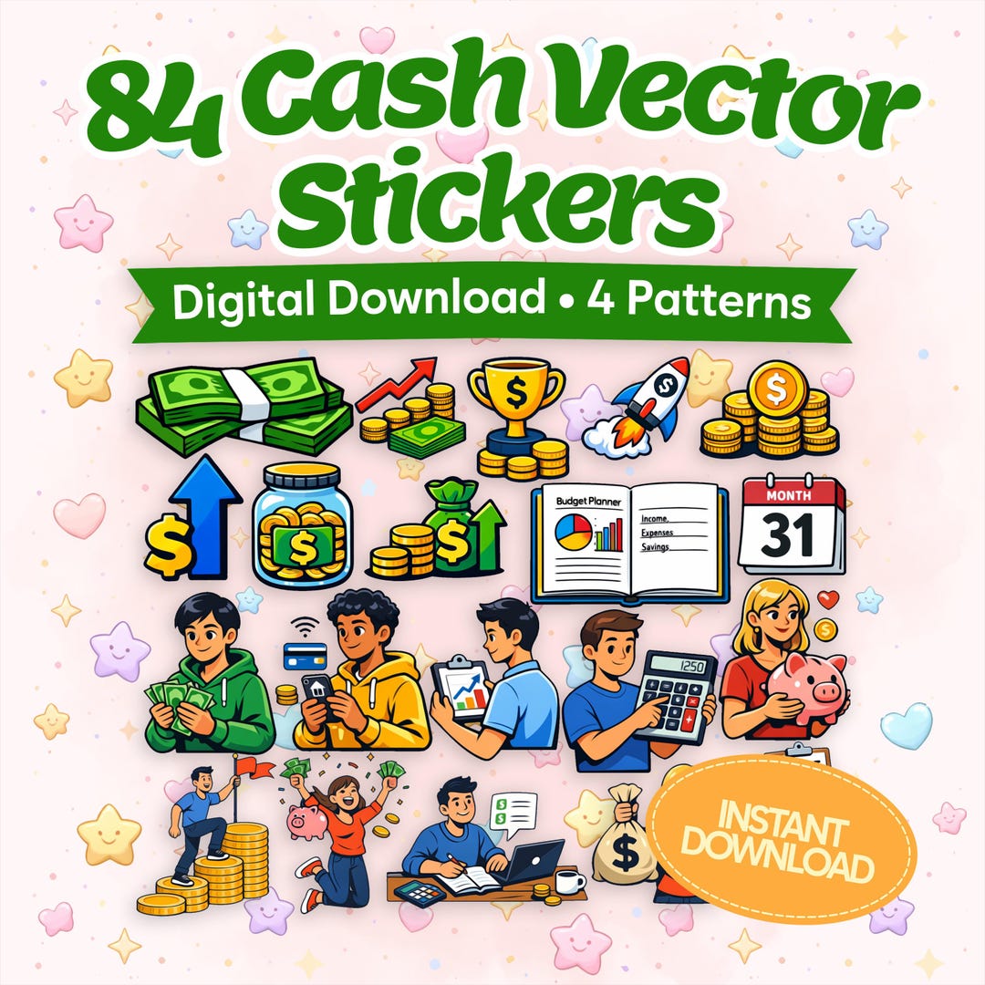 Money Budget Sticker Bundle, Finance Planner Stickers & Money Patterns ...
