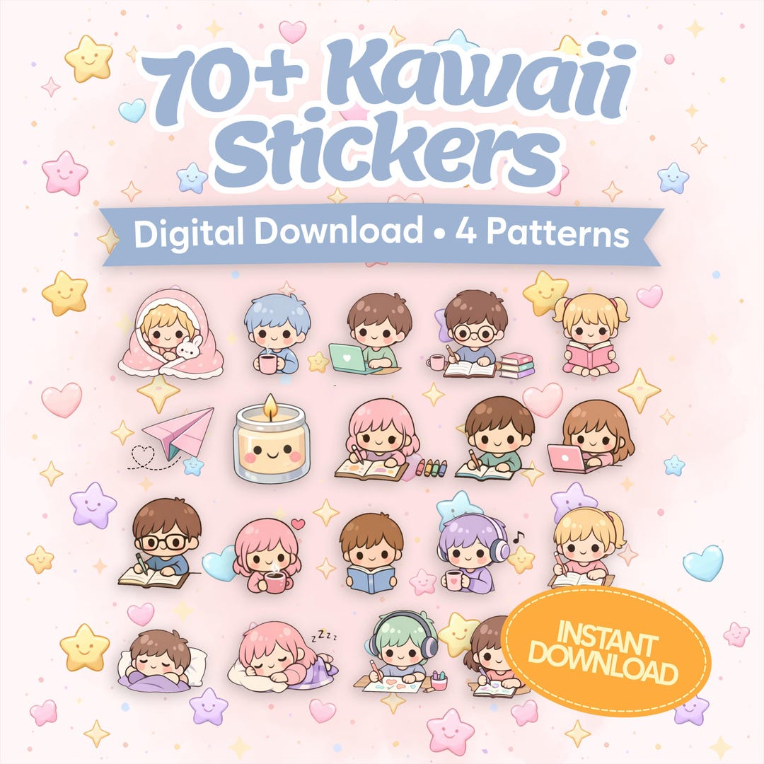 Kawaii Journal Sticker Bundle, Cute Planner Stickers & Journaling ...