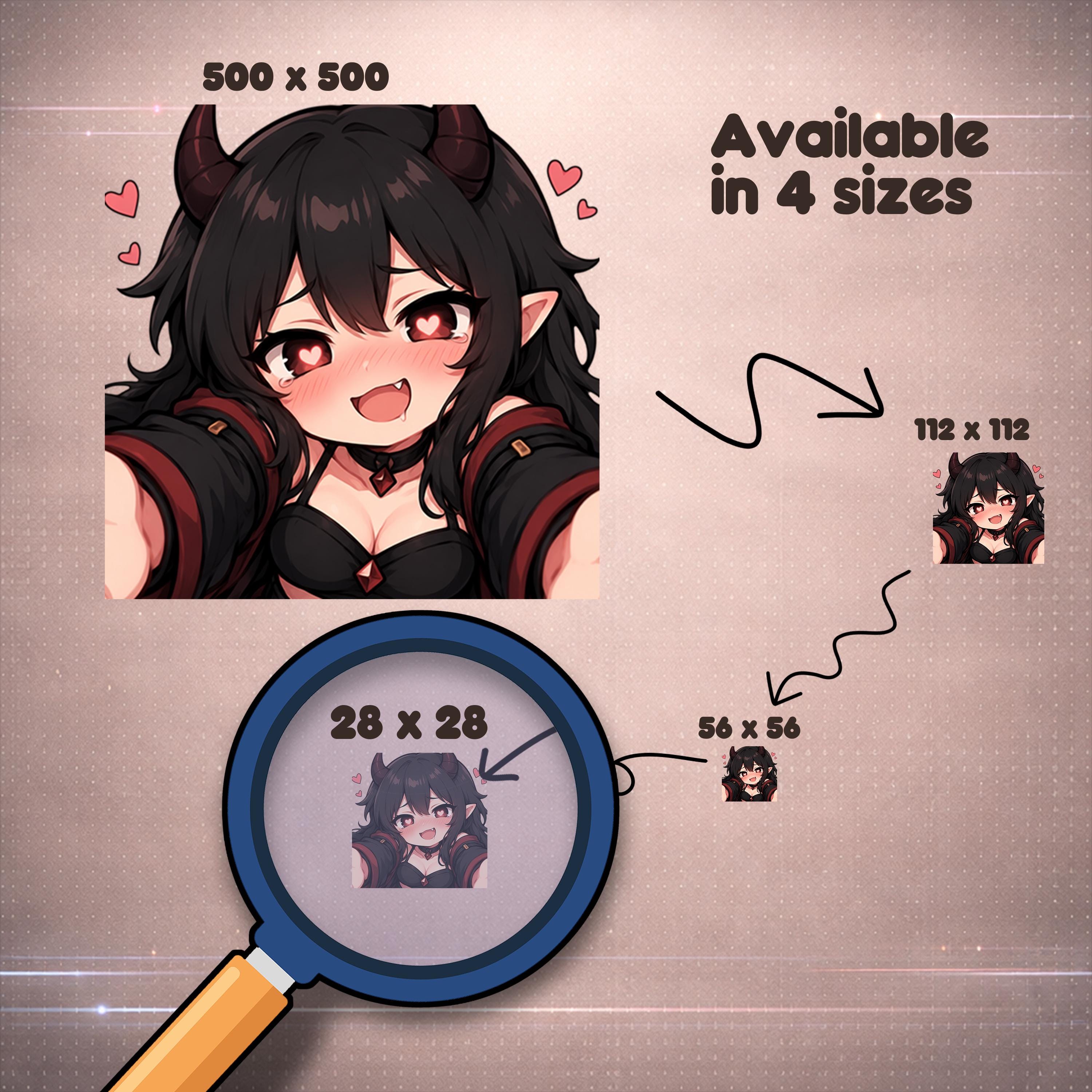 Demon Girl Twitch Emotes, Flirty Anime Streamer Pack, Kawaii Discord ...