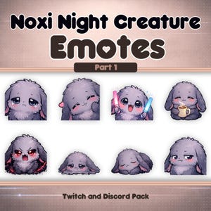 Chibi Dark Creature Emotes Pack, 8 Twitch Emotes, Söt Nattandemaskot, Kawaii Discord\Twitch Emotes, VTuber Emoji Set PNG