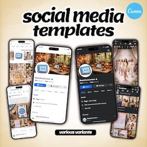 Facebook Mockup Pack 10 Editable Canva Templates Light and Dark Mode Social Media Presentation Kit