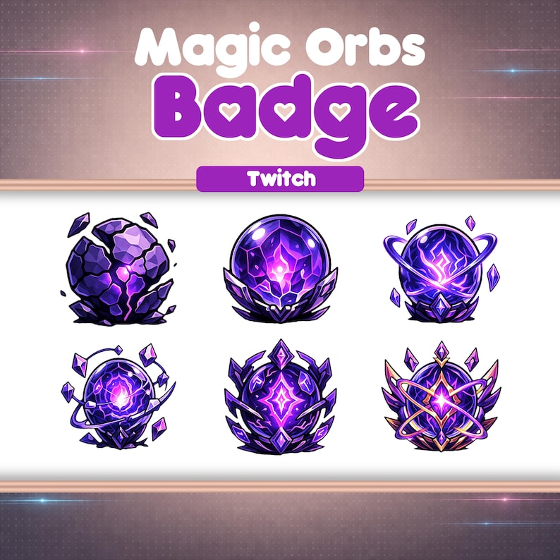 Magic Orb Twitch Sub Badges, Fantasy Rank Icons, Purple Arcane Energy ...