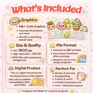 Christmas Kawaii Clipart Set - Cute Holiday Stickers Santa Reindeer Snowman, Digital Download PNG SVG PDF, Instant Christmas Printable Art image 7