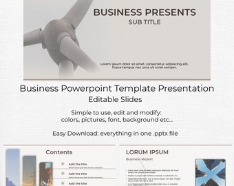 Modern Business Template Powerpoint Presentation Digital Editable Plan Pitch Deck Minimal