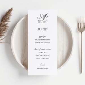 Editable Wedding Menu Template | Minimal Modern Style (Digital Download) | Multiple Sizes