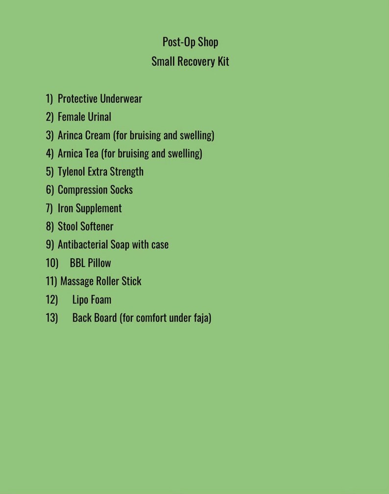 Small Bbl/surgery Recovery Kit Etsy